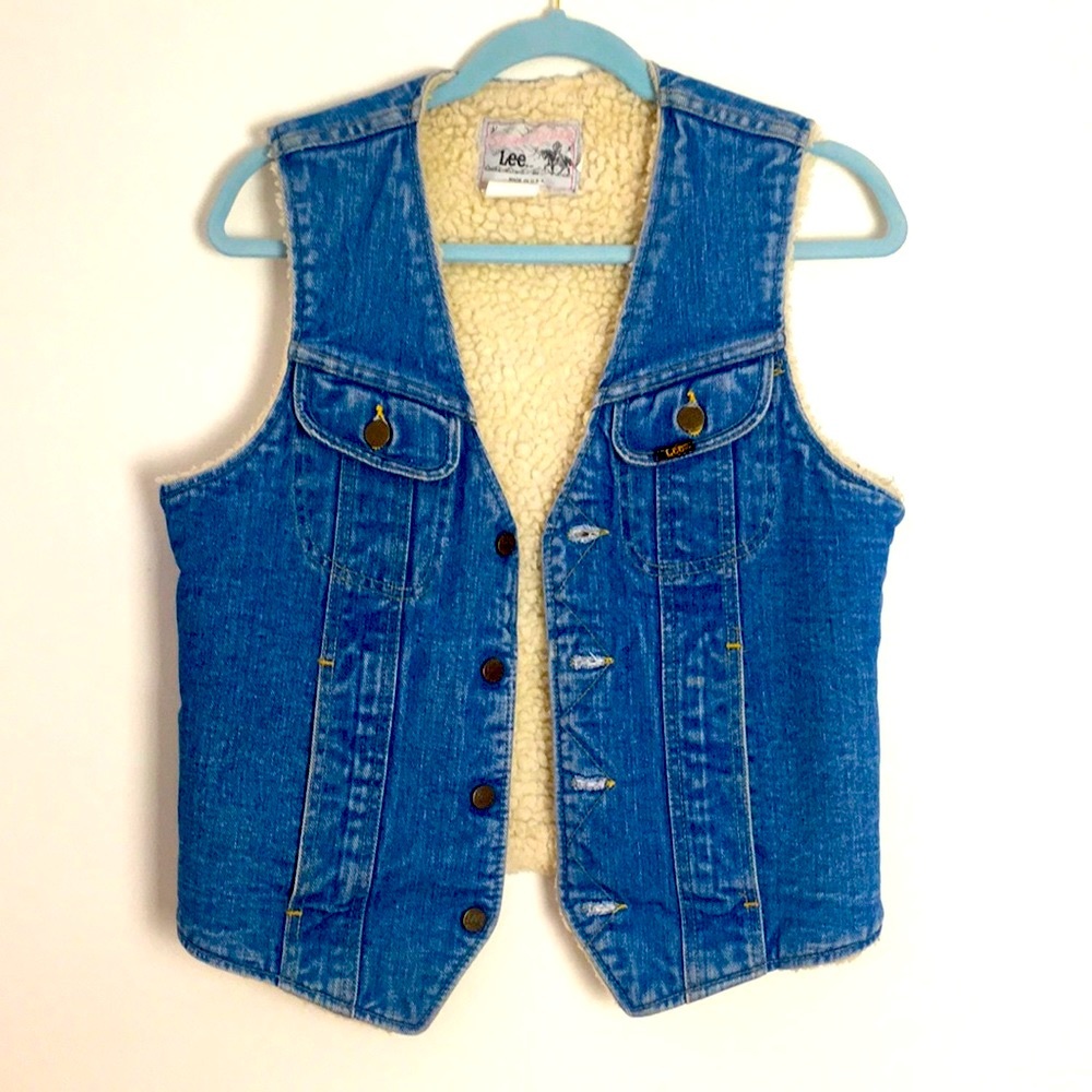 Vintage Lee storm rider denim vest wool sheerling